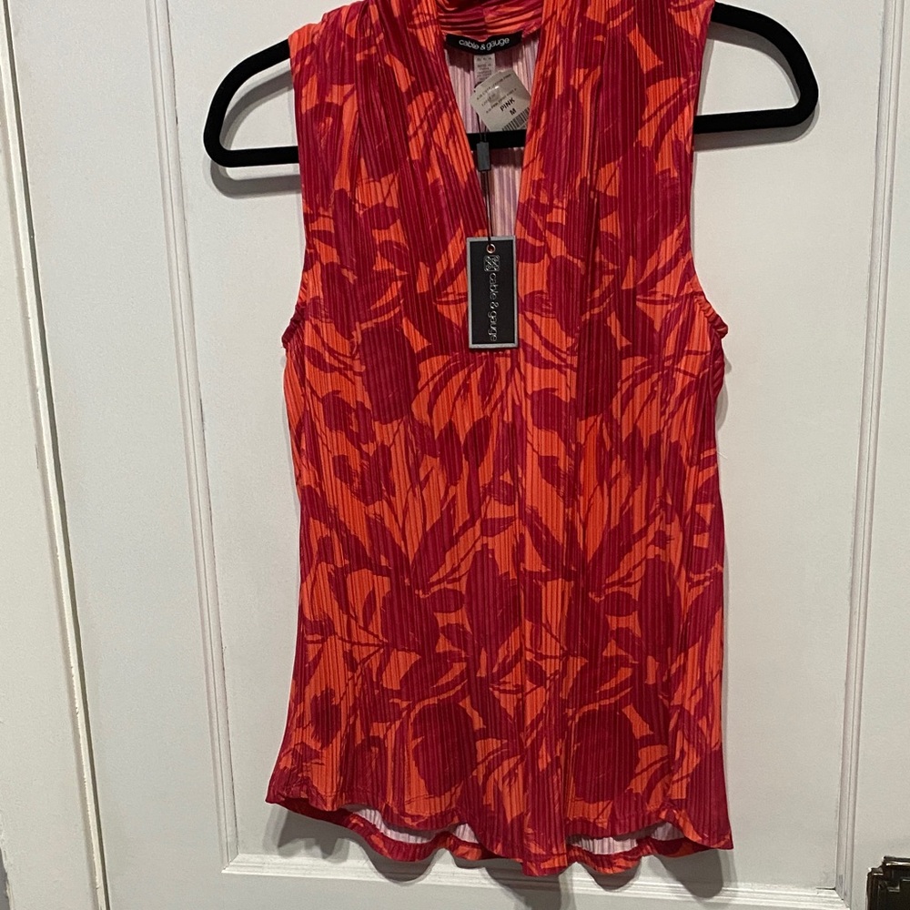 Cable & Gauge Red and Orange Sleeveless Blouse